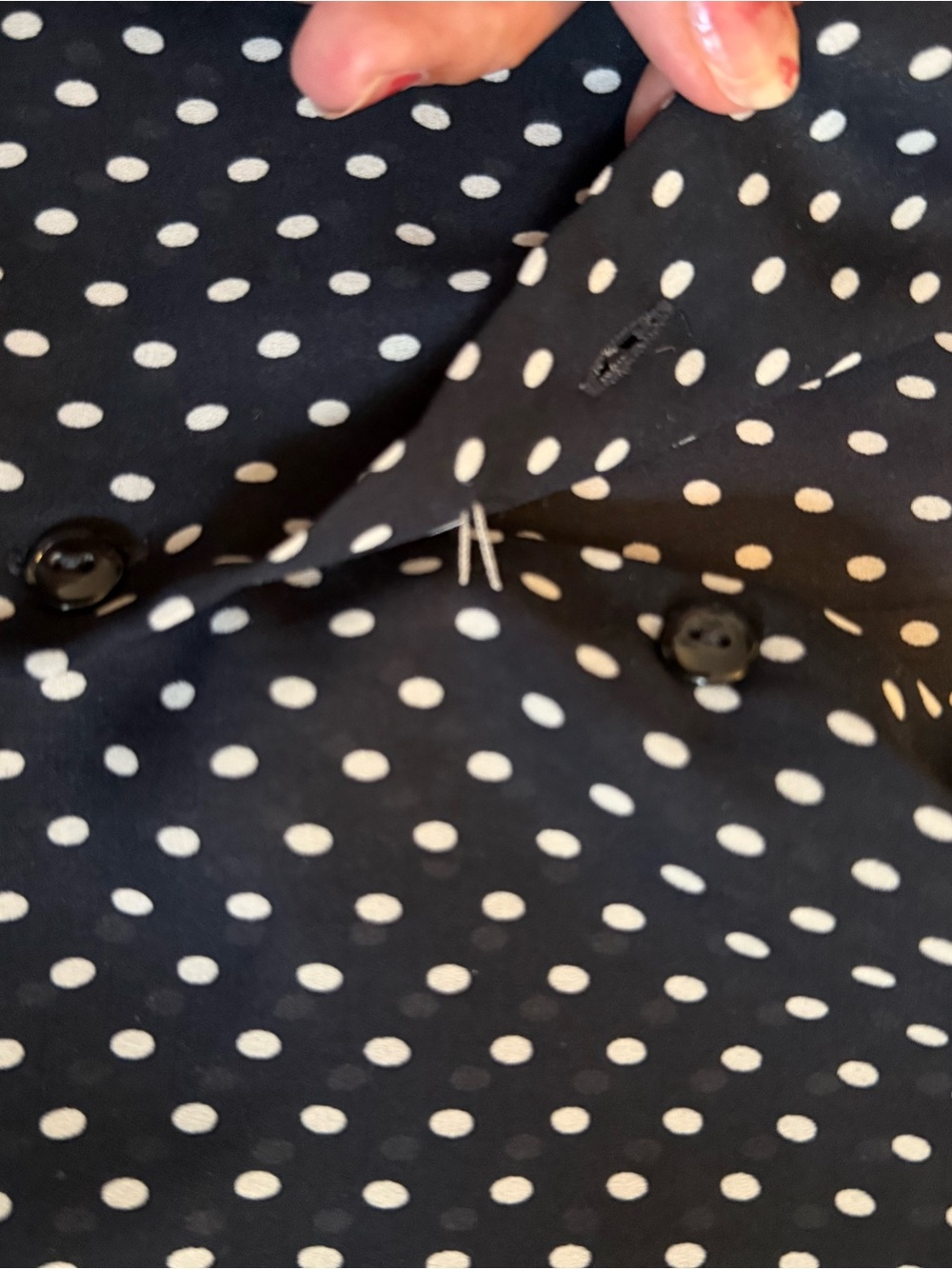 Polka Dot Short Sleeve Blouse - Navy - Picture 4 of 8